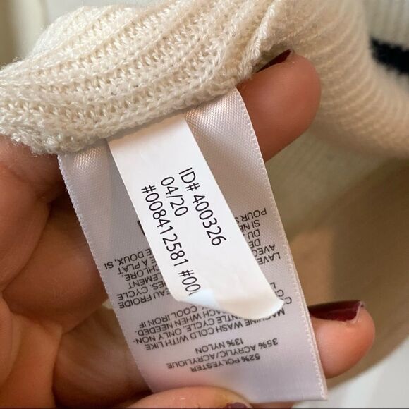 Express Size Small Long Cream and Navy Blue Striped Open Sweater - Picture 5 of 7